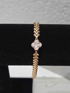 Gold-Tone Clover Crystal Bracelet - Brand